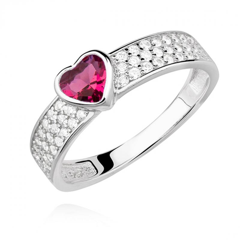 Inel argint cu inima rosie si pietre DiAmanti Z1237AR_RU-DIA (Argint 925‰ 3 g.)